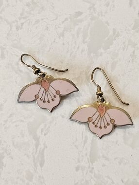 Pink Flower Enamel Drop Earrings - Women Jewelry